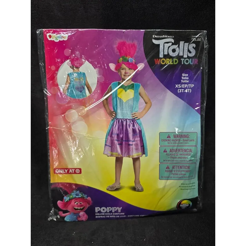 NWT Disguise Trolls World Tour Princess Poppy Deluxe Costume Size Toddler XS